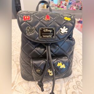 Loungefly Quilted Black Backpack with Disney Icons